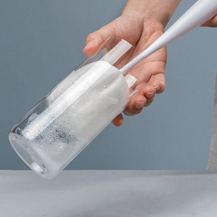 Long Handle Sponge Cup Brush Mug Cleaning Brush Bottle Brush Glass Cup Brush(White)-garmade.com