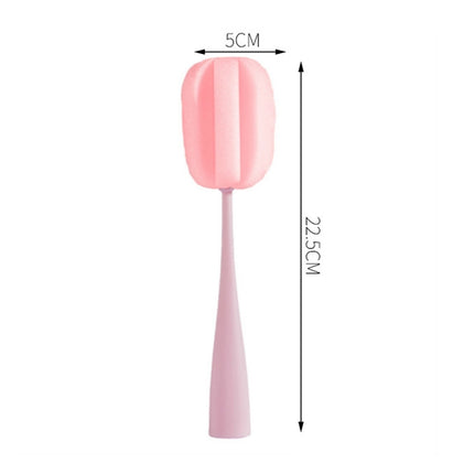 Long Handle Sponge Cup Brush Mug Cleaning Brush Bottle Brush Glass Cup Brush(Pink)-garmade.com