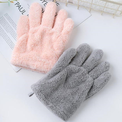 Singe Fast Dry Hair Gloves Quick Drying Coral Velvet Absorbent Gloves(White)-garmade.com