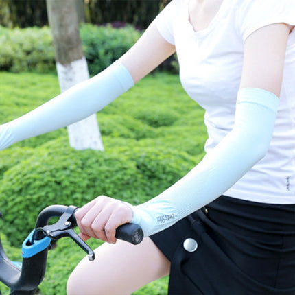 2 Pairs Long Ice Silk Sunscreen Sleeves Cycling Driving Outdoor UV Arm Oversleeve, Length: 38cm(Gray )(Gray)-garmade.com
