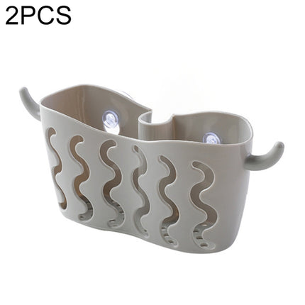 2 PCS Suction Cup Storage Hanging Basket Faucet Drain Basket(Grey)-garmade.com