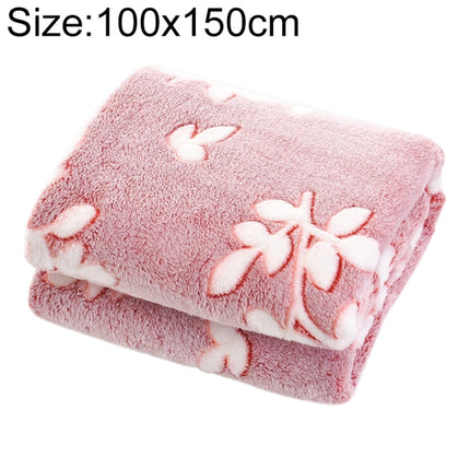 Summer Thin Coral Flannel Office Nap Blanket, Size:100x150cm(Red Wine Leaves)-garmade.com