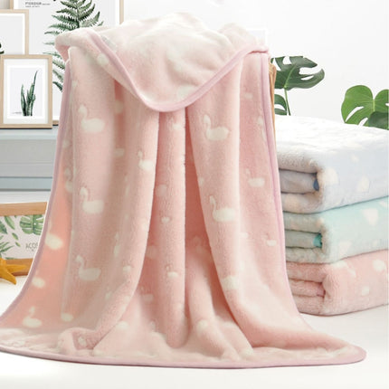 Summer Thin Coral Flannel Office Nap Blanket, Size:150x200cm(Green Clouds)-garmade.com