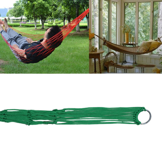 2 PCS 9 Strand Nylon Rope Hammock Portable Camping Leisure Mesh Hammock(Green)-garmade.com
