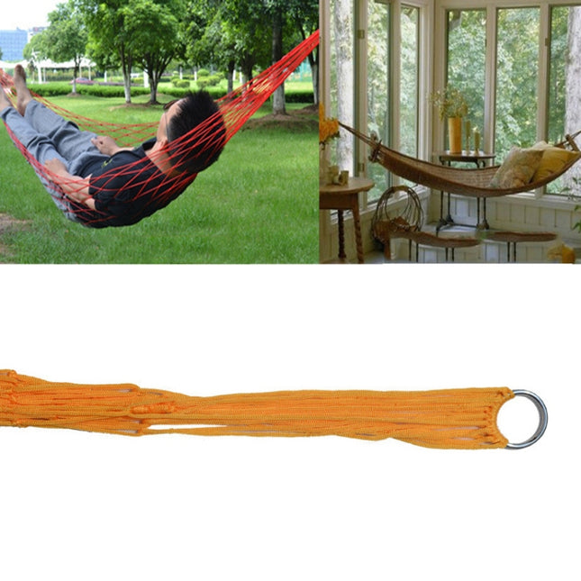 2 PCS 9 Strand Nylon Rope Hammock Portable Camping Leisure Mesh Hammock(Orange)-garmade.com