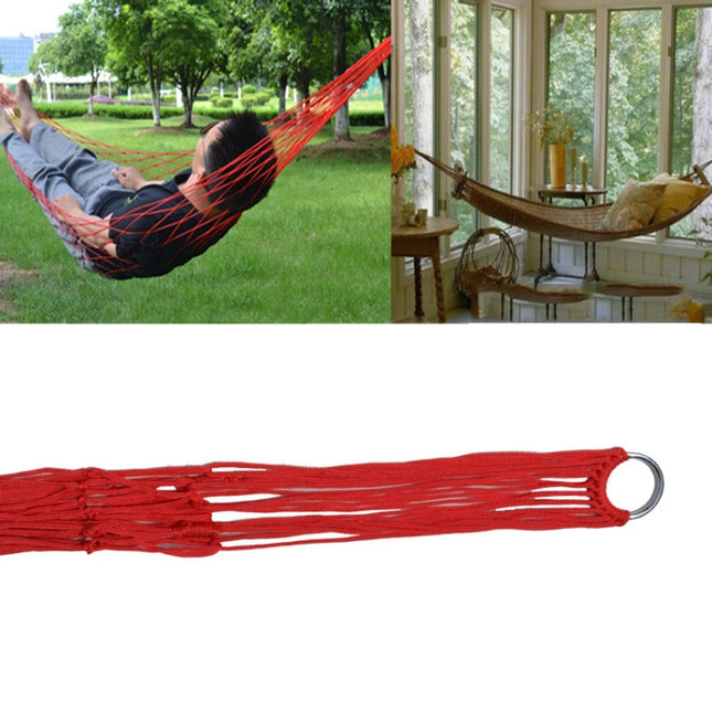 2 PCS 9 Strand Nylon Rope Hammock Portable Camping Leisure Mesh Hammock(Red)-garmade.com