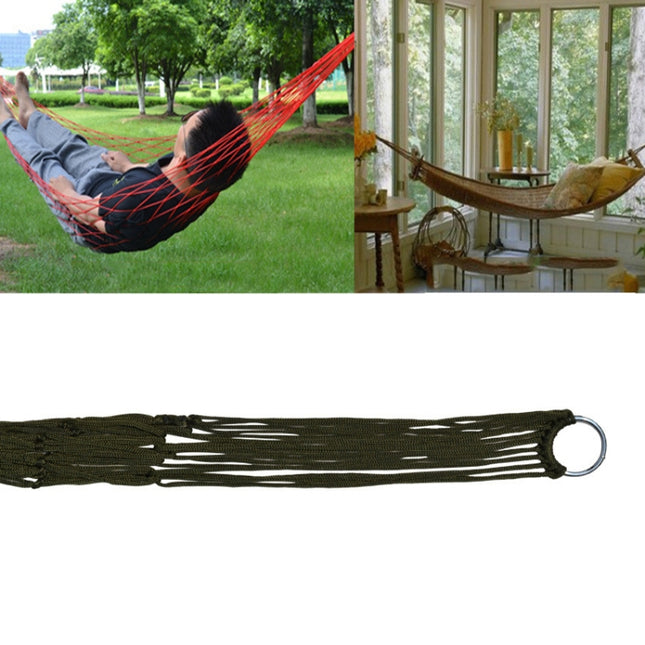 2 PCS 9 Strand Nylon Rope Hammock Portable Camping Leisure Mesh Hammock(Military Green)-garmade.com