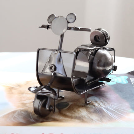 Mini Iron Sheep Motorcycle Decoration Creative Home Desktop Decoration Online Shop Shooting Props( Silver Grey)-garmade.com