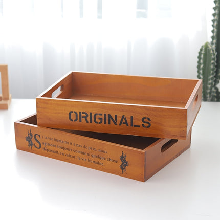 Retro Wooden Desktop Storage Box Solid Wood Pallet Box(Letter Style)-garmade.com