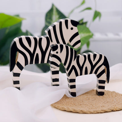 2 PCS/Set Wooden Painted Zebra Ornaments Creative Home Decorate-garmade.com