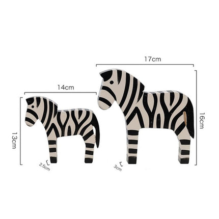 2 PCS/Set Wooden Painted Zebra Ornaments Creative Home Decorate-garmade.com