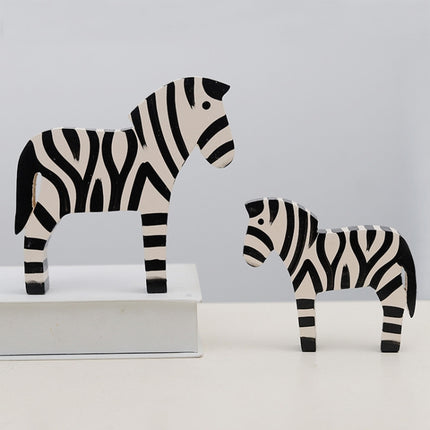 2 PCS/Set Wooden Painted Zebra Ornaments Creative Home Decorate-garmade.com