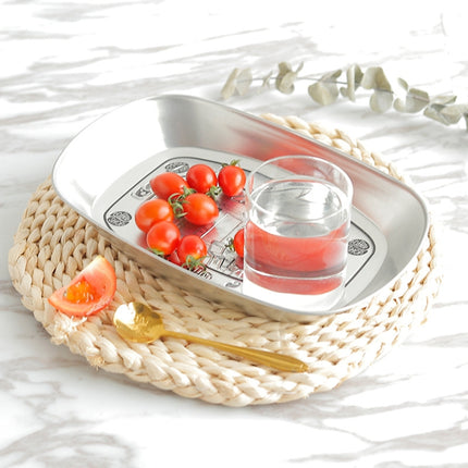 Home Rectangular Silver Retro Candy Dried Fruit Small Iron Plate(Melons and Vegetables)-garmade.com