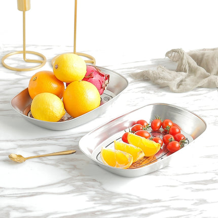 Home Rectangular Silver Retro Candy Dried Fruit Small Iron Plate(Cafe)-garmade.com