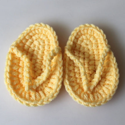 Newborn Babies Photography Props Mini Crocheted Small Slippers, Size: Newborn Size(Yellow )-garmade.com