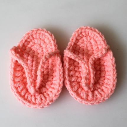 Newborn Babies Photography Props Mini Crocheted Small Slippers, Size: Newborn Size( Pink )-garmade.com