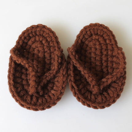 Newborn Babies Photography Props Mini Crocheted Small Slippers, Size: Newborn Size( Brown )-garmade.com