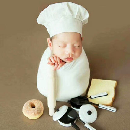 Wooden Spoon 1 Newborn Babies Photography Clothing Chef Theme Set-garmade.com