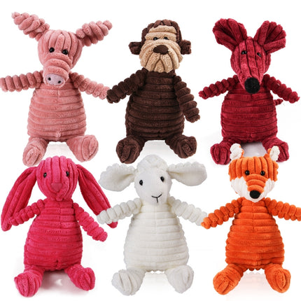 Pet Dog Toys Fasade Molars Vent Training Corduroy Monkey Pig Vocal Plush Toys(Powder Pig)-garmade.com