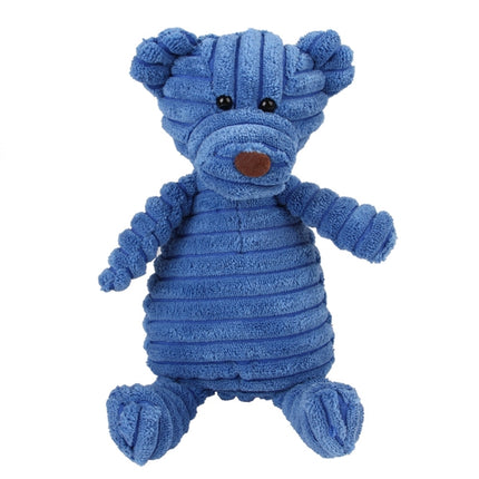 Pet Dog Toys Fasade Molars Vent Training Corduroy Monkey Pig Vocal Plush Toys(Blue Bear)-garmade.com