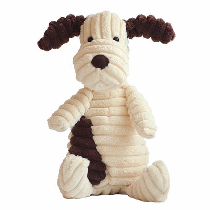 Pet Dog Toys Fasade Molars Vent Training Corduroy Monkey Pig Vocal Plush Toys(White Dog)-garmade.com