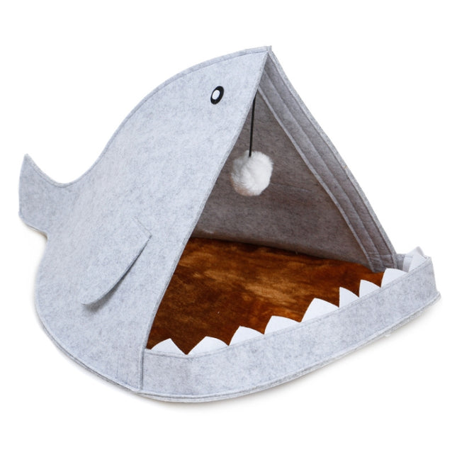 Washable Fish Shape Felt Lovely Fashion Cat and Dog Pet Bed, Specification: 40x40x50cm(Grey)-garmade.com