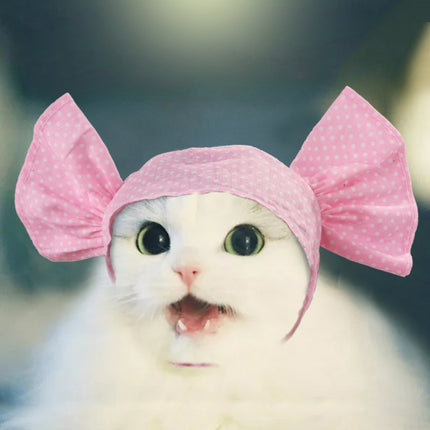 Creative Cat Dog Candy Color Funny Tidy Props Headband Hooded Hat(Pink Dot)-garmade.com