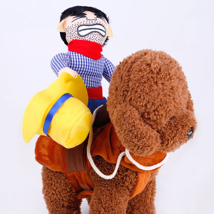 Creative Cowboy Riding Halloween Funny Funny Dress Up Pet Clothes, Size: S(With Hat)-garmade.com