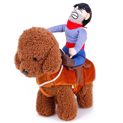 Creative Cowboy Riding Halloween Funny Funny Dress Up Pet Clothes, Size: S(With Hat)-garmade.com
