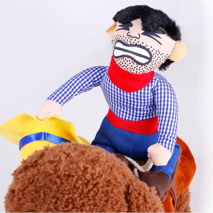Creative Cowboy Riding Halloween Funny Funny Dress Up Pet Clothes, Size: M(With Hat)-garmade.com
