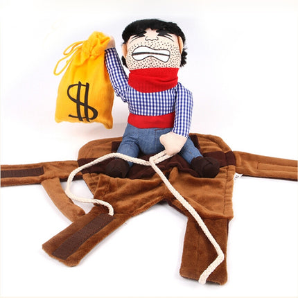 Creative Cowboy Riding Halloween Funny Funny Dress Up Pet Clothes, Size: M(With Money Bag)-garmade.com