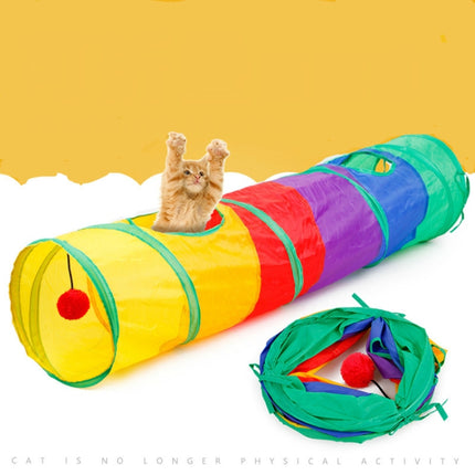 Foldable Cat Channel Rolling Dragon Environmental Protection Puzzle Pet Toy Rainbow Cat Tunnel-garmade.com
