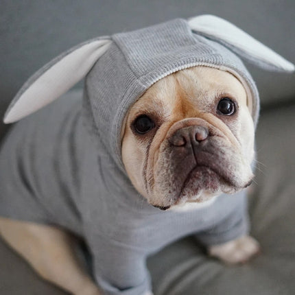 Comfortable Fashion Lovely Rabbit Ear Dog Teddy Pet Cat Sweatshirt, Size: XS(Gray)-garmade.com