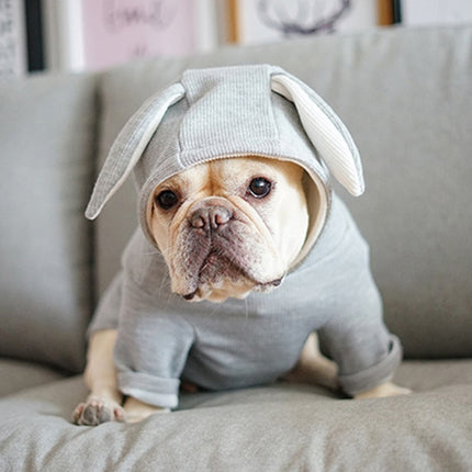 Comfortable Fashion Lovely Rabbit Ear Dog Teddy Pet Cat Sweatshirt, Size: XS(Gray)-garmade.com