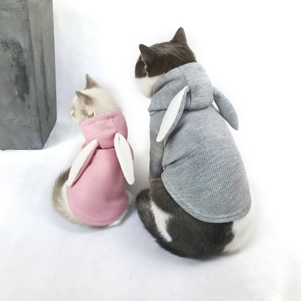 Comfortable Fashion Lovely Rabbit Ear Dog Teddy Pet Cat Sweatshirt, Size: S(Pink)-garmade.com