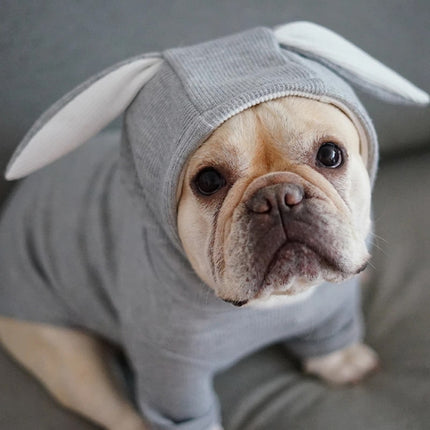 Comfortable Fashion Lovely Rabbit Ear Dog Teddy Pet Cat Sweatshirt, Size: S(Gray)-garmade.com