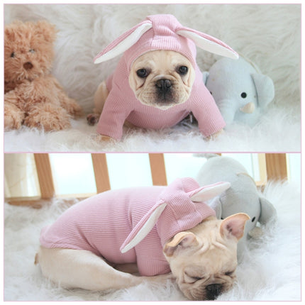 Comfortable Fashion Lovely Rabbit Ear Dog Teddy Pet Cat Sweatshirt, Size: M(Pink)-garmade.com