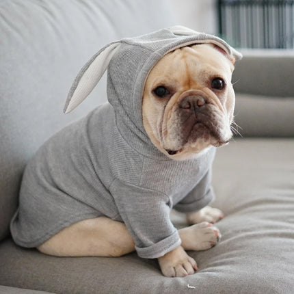 Comfortable Fashion Lovely Rabbit Ear Dog Teddy Pet Cat Sweatshirt, Size: XXL(Gray)-garmade.com