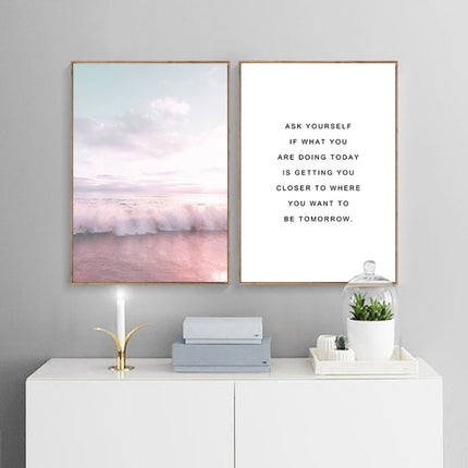 Ocean Landscape Canvas Poster Decoration Home Painting Art Paintings Frameless Painting Core, Size:20x25 cm(English Letter)-garmade.com