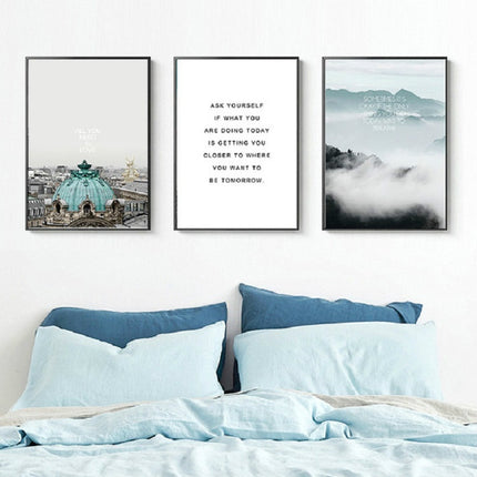 Ocean Landscape Canvas Poster Decoration Home Painting Art Paintings Frameless Painting Core, Size:50x70 cm(Blue Bus)-garmade.com