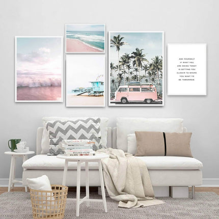 Ocean Landscape Canvas Poster Decoration Home Painting Art Paintings Frameless Painting Core, Size:50x75 cm(Palm Tree)-garmade.com