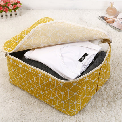 Cotton Linen Fabric Quilt Storage Bag Folding Organizer Bag(Gray)-garmade.com