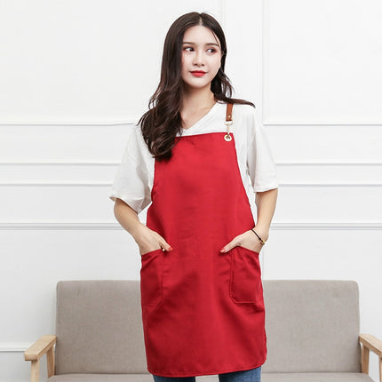 Cotton Kitchen Dining Overalls Strap Apron(Red)-garmade.com