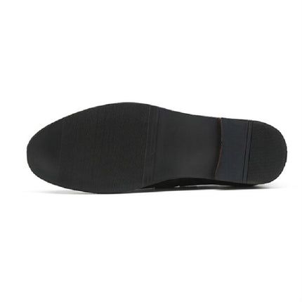 Men Leather Shoes Suede Tassels Slip-on Peas Shoes, Size:43(Black)-garmade.com