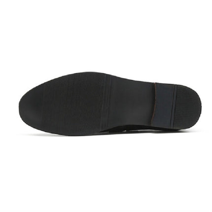 Men Leather Shoes Suede Tassels Slip-on Peas Shoes, Size:47(Black)-garmade.com