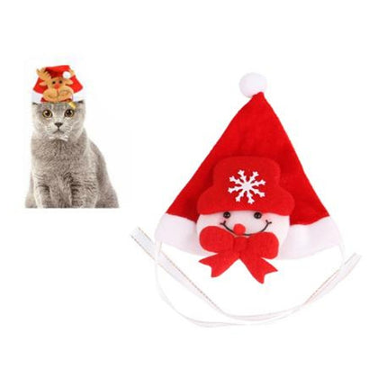 Pet Headwear Christmas Headband Hood Hat Small and Medium Cat Dog Cap(Snowman)-garmade.com