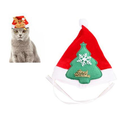 Pet Headwear Christmas Headband Hood Hat Small and Medium Cat Dog Cap(Green Christmas Tree)-garmade.com
