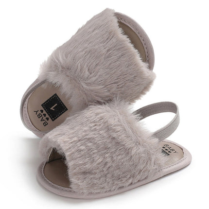 Baby Girls Sandals Soft Sole Casual Prewalker Summer Slippers Crib Shoes(Dark Grey)-garmade.com