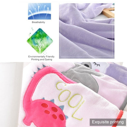 Newborn Cartoon Soild Thicken Double Layer Coral Fleece Soft Infant Blanket Bedding, Size:75x100cm(Pink Dragon)-garmade.com