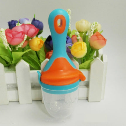 Infant Fruit and Vegetable Pacifier Bite Baby Food Supplement Feeder, Size:L(Blue)-garmade.com